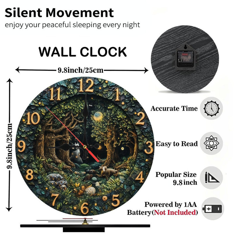horloge de forêt enchantée scène de lune chèvre magique
