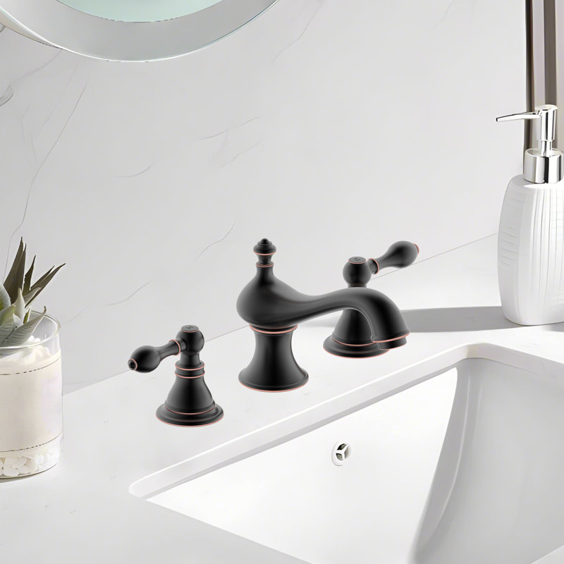 Derengge 8 Inch Widespread Bathroom Faucet With Lift Rod Drain Assembly