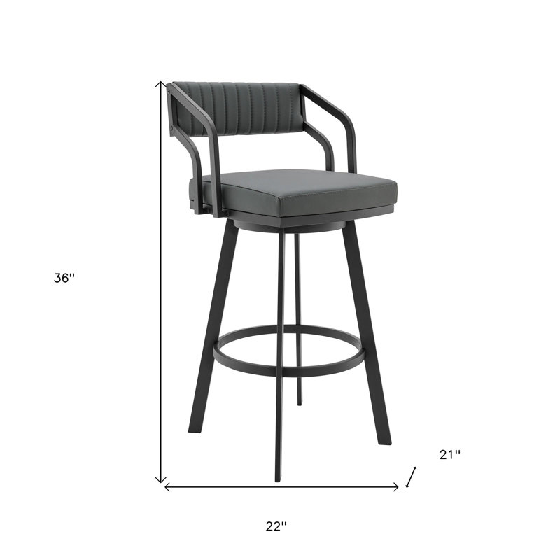 Tabouret de bar pivotant 26 po gris ardoise indémodable avec finition argentée