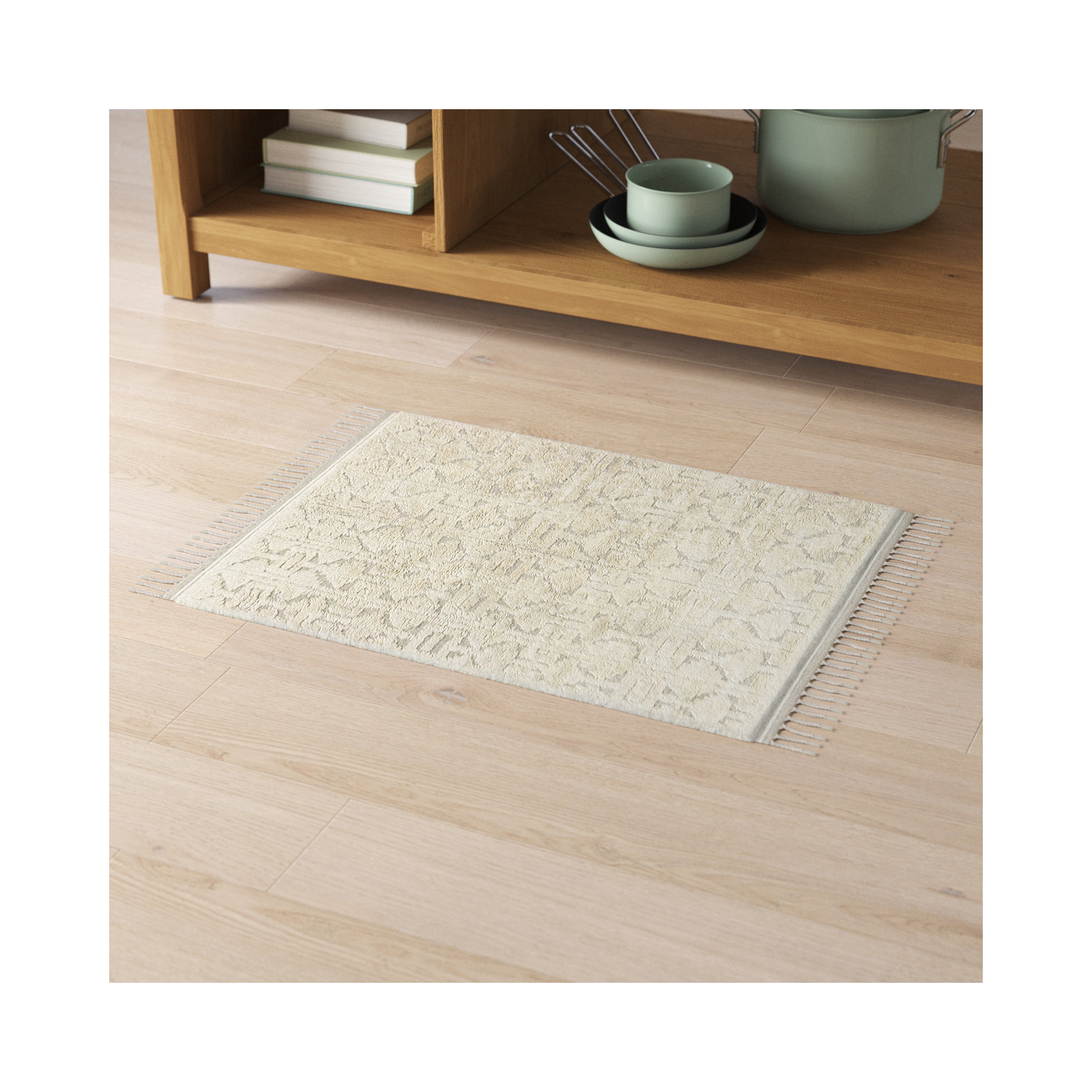 Michaela Handmade Wool Oatmeal/Ivory Rug, Rectangle 2' x 3'