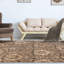 Tapis floral ivoire et beige 5 pi x 8 pi résistant aux taches