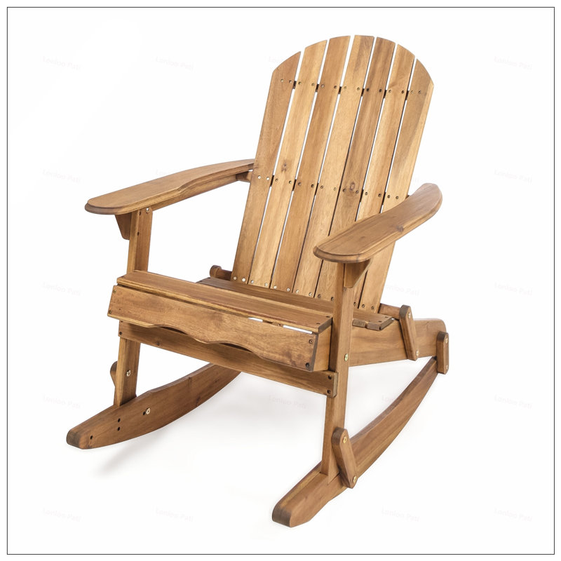 Durable Acacia Wood Adirondack Rocking Chair With Slat-Back Design For Ultimate Outdoor Comfort And Style
