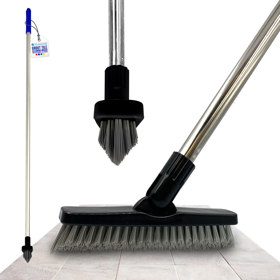 The Dustpan And Brush Store Colour-Coded Angled Grout Brush With Handle Swivel Tile & Corner Scrubber - Blue - Image 5