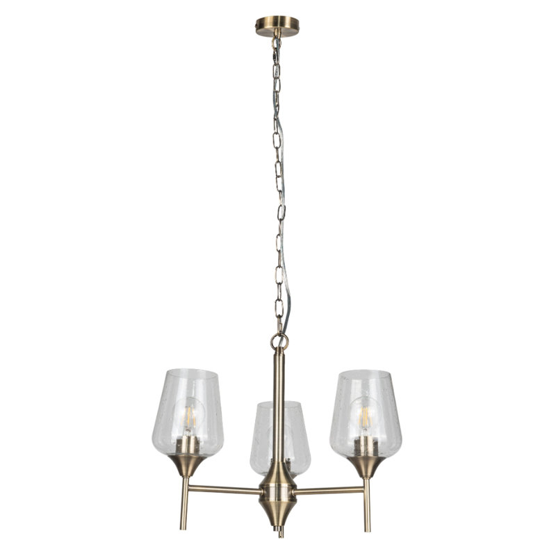 Atifah 3 - Light Shaded Chandelier, Antique Brass, 3, 38cm H x 50cm W