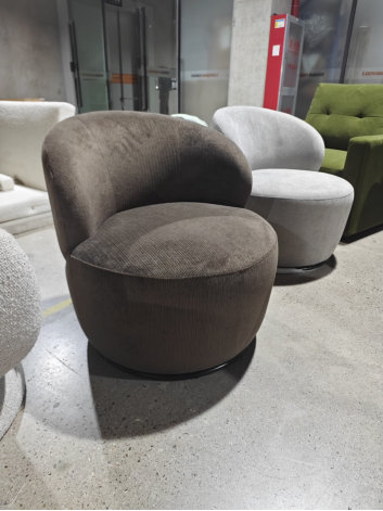 Fauteuil pivotant d'appoint en forme de tonneau, recouvert de chenille, 72 cm de large, Vert