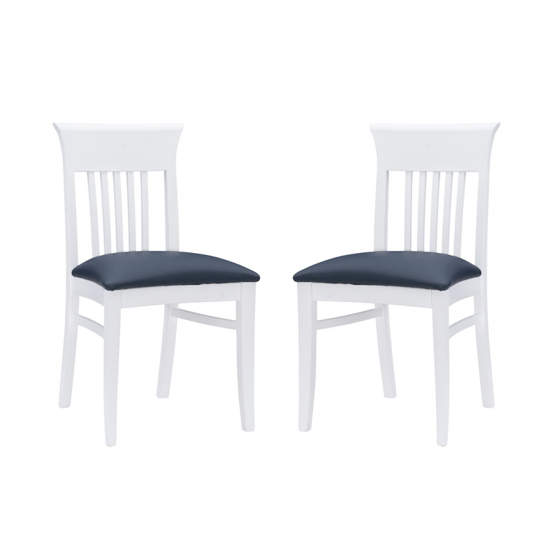 Coastal Cottage Charm White Faux Leather Dining Chairs, Set of 2