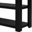 Console de style rétro, noir et pin, 4 tiroirs, 2 tablettes, solution de rangement en pin