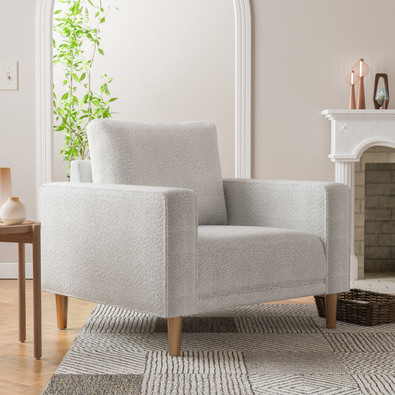 Fauteuil Celal, 100% polyester blanc cassé