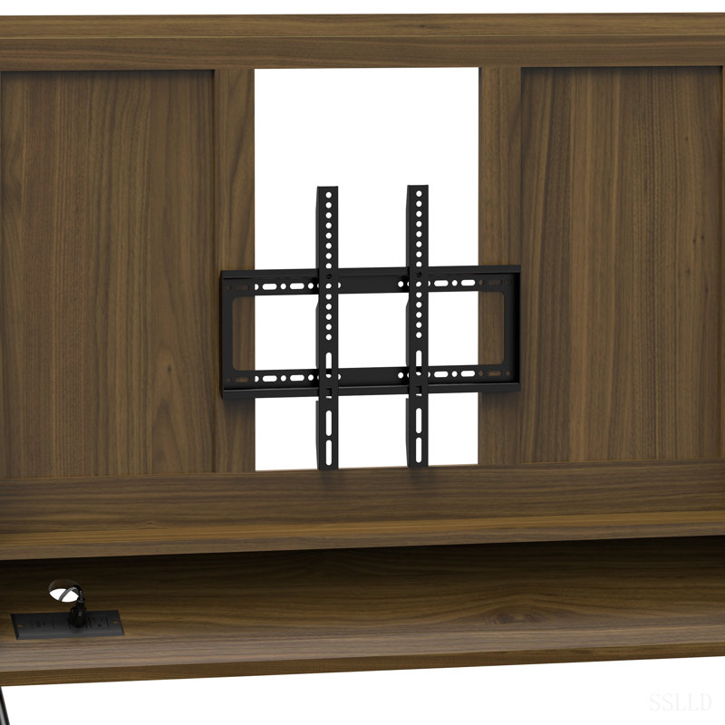 Meuble télé mobile avec support pour téléviseur 32 à 50 po avec écran de projecteur et prises de courant - Chariot télé à roulettes réglable, bois aggloméré