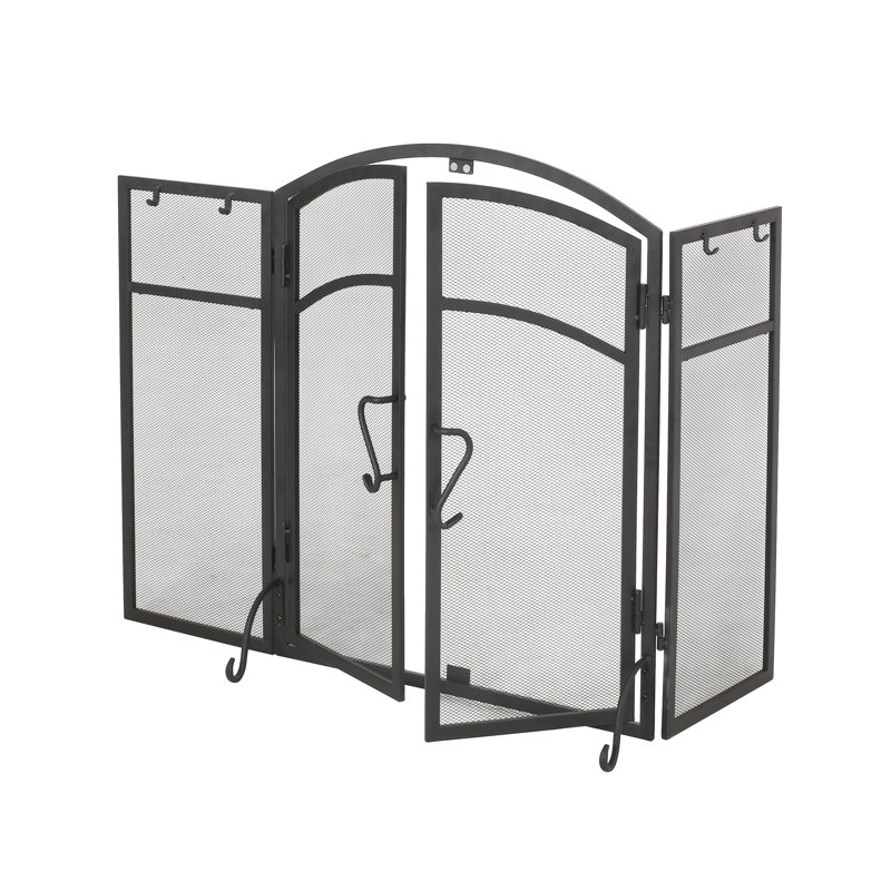 Écran de foyer en fer avec portes et outils inclus, noir mat, l 50,5 po x H 32 po 5,5 po 4 po 50 po 32 po 5,5 po