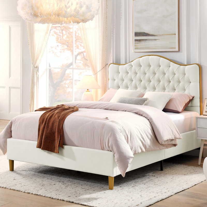 Structure de lit Luxelegance, Beige