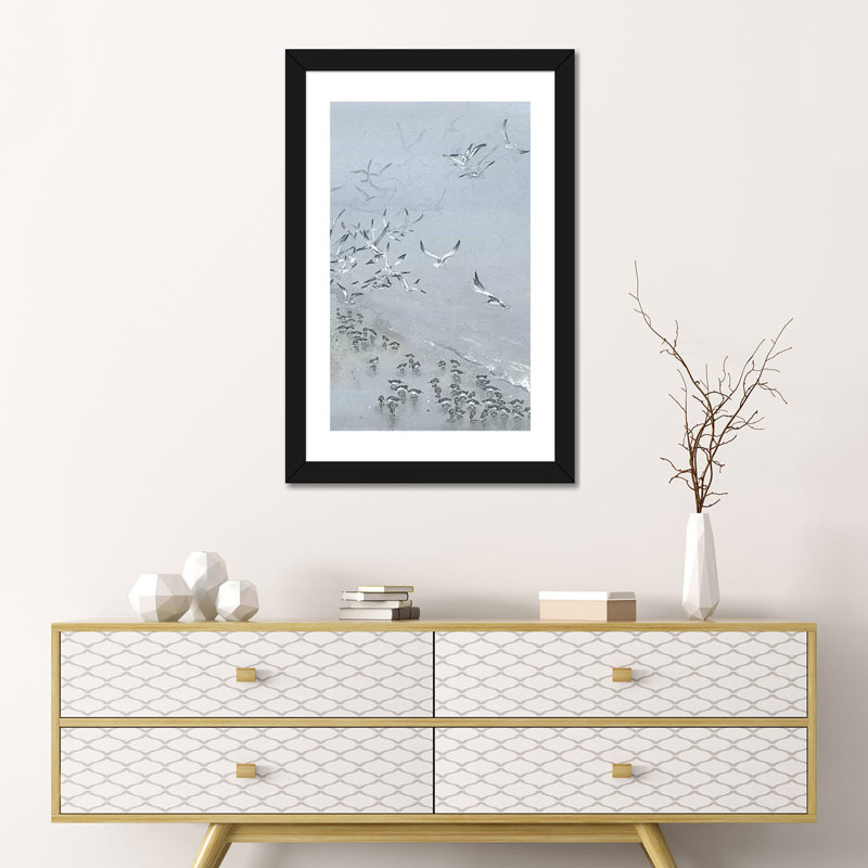"Fogbound I" par Maggie Vandewalle-reproduction d’art, H 24 po x l 16 po x P 1 po, Blanc, Papier encadré noir