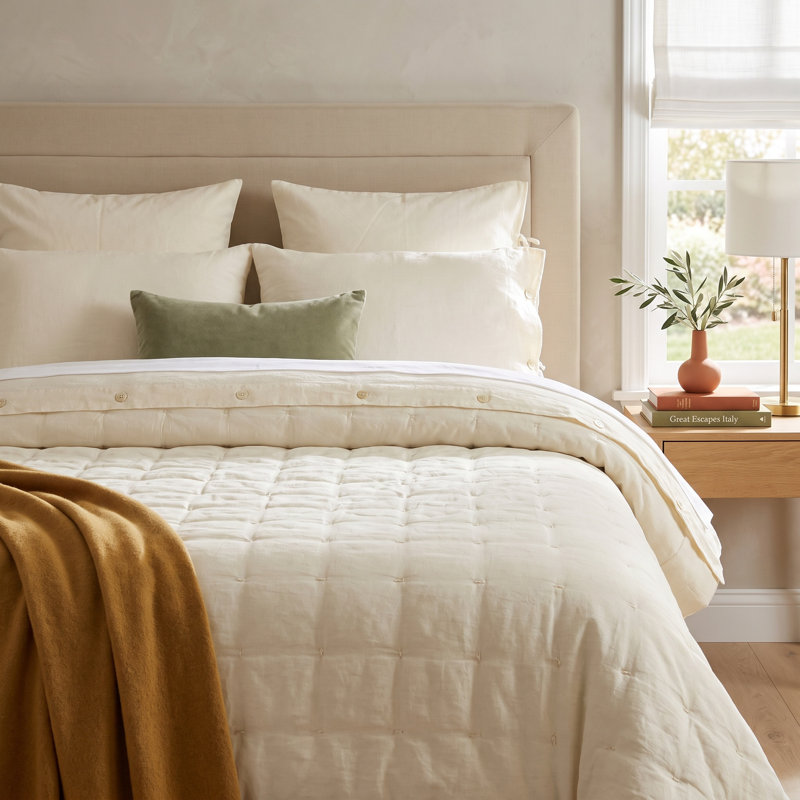 Gamora Velvet Quilt, King Quilt, Ivory