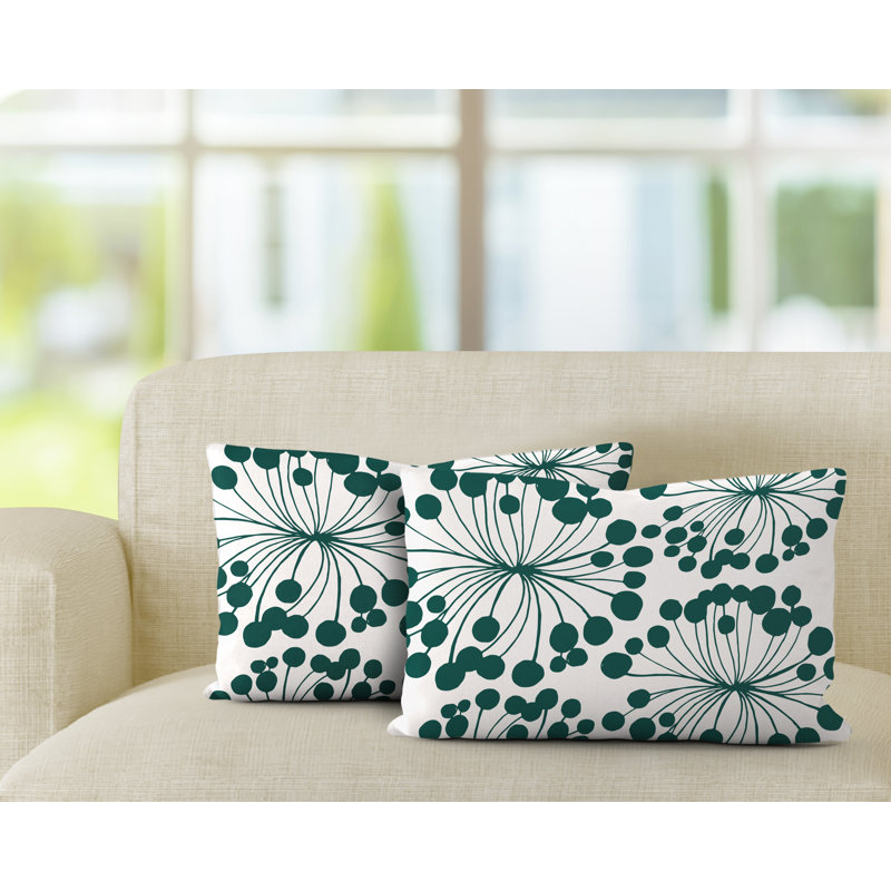 Floral Outdoor Reversible Throw Pillow, Emerald