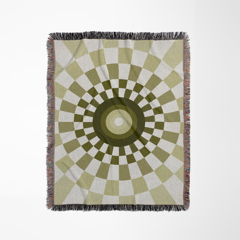 Jeté en mélange de coton Bullseye, Chartreuse / blanc cassé, L 60 po x l 50 po