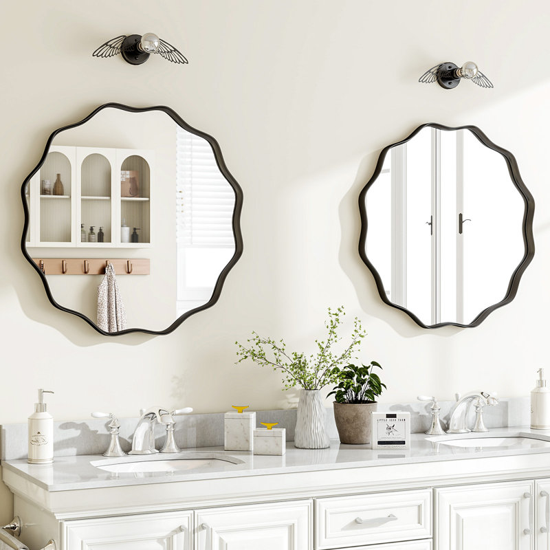Miroir décoratif mural rond, Noir, 24 po x 24 po