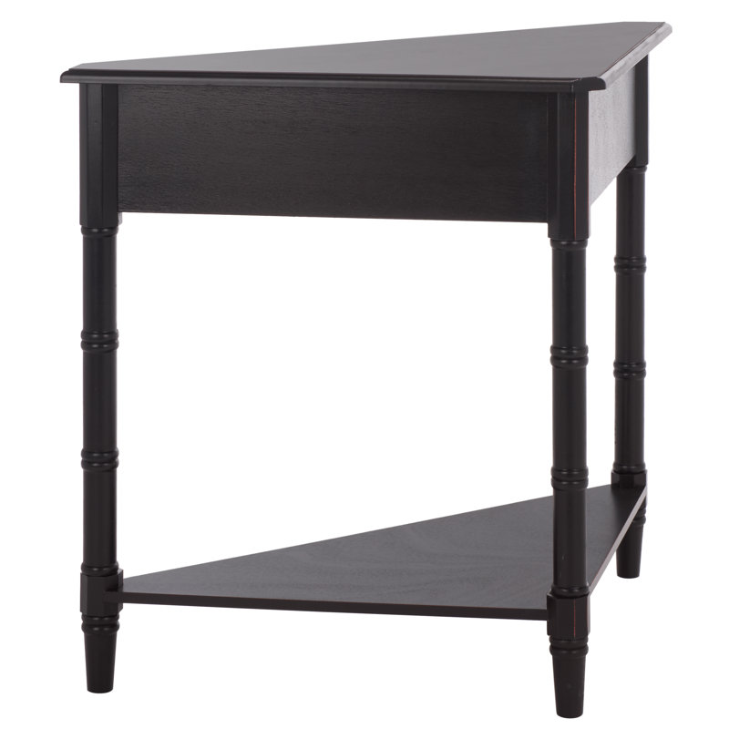 Meaux 86.11cm Solid Wood Console Table, Distressed Black