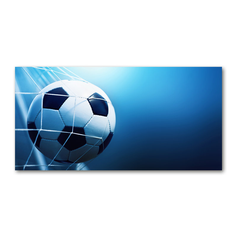 Ball In The Goal - No Frame Print on Canvas, Wrapped Canvas, 60cm H x 120cm W