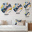 Jaune et bleu pierre fluide IV - marbre abstrait, art mural rond sur métal-88627506