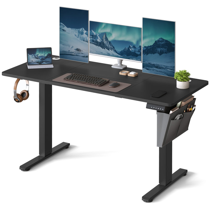 Adjustable Metal Base Standing Desk, 120cm H x 140cm W x 60cm D, Black