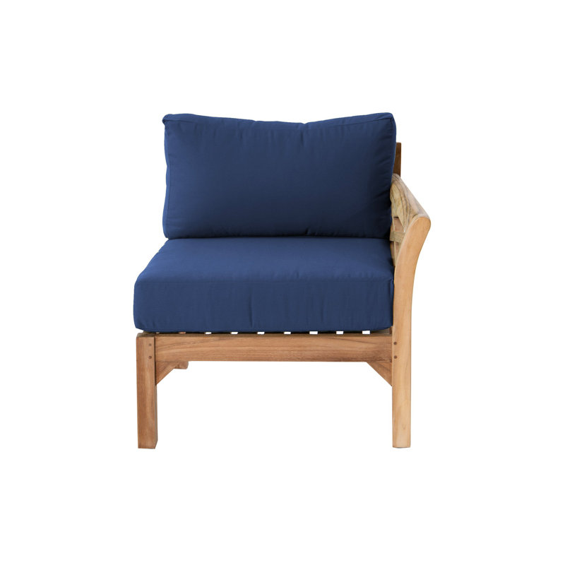 Monterey Teak Outdoor Right Arm Lounge Chair with Sunbrella Cushions, Navy