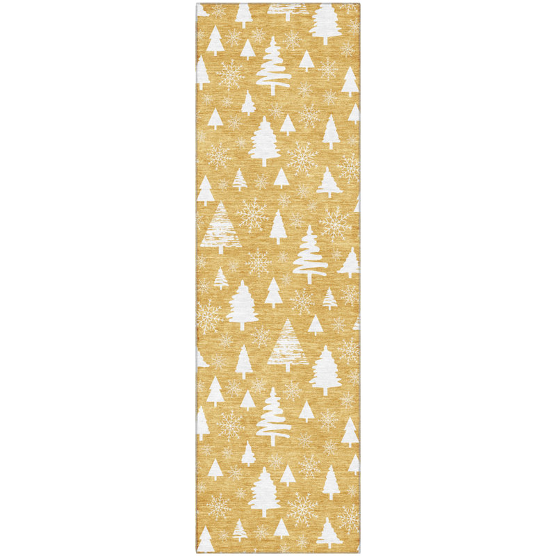 Premium Machine Washable Dockside AMF1815 Christmas Trees Rug, Runner 2'3" x 7'6"