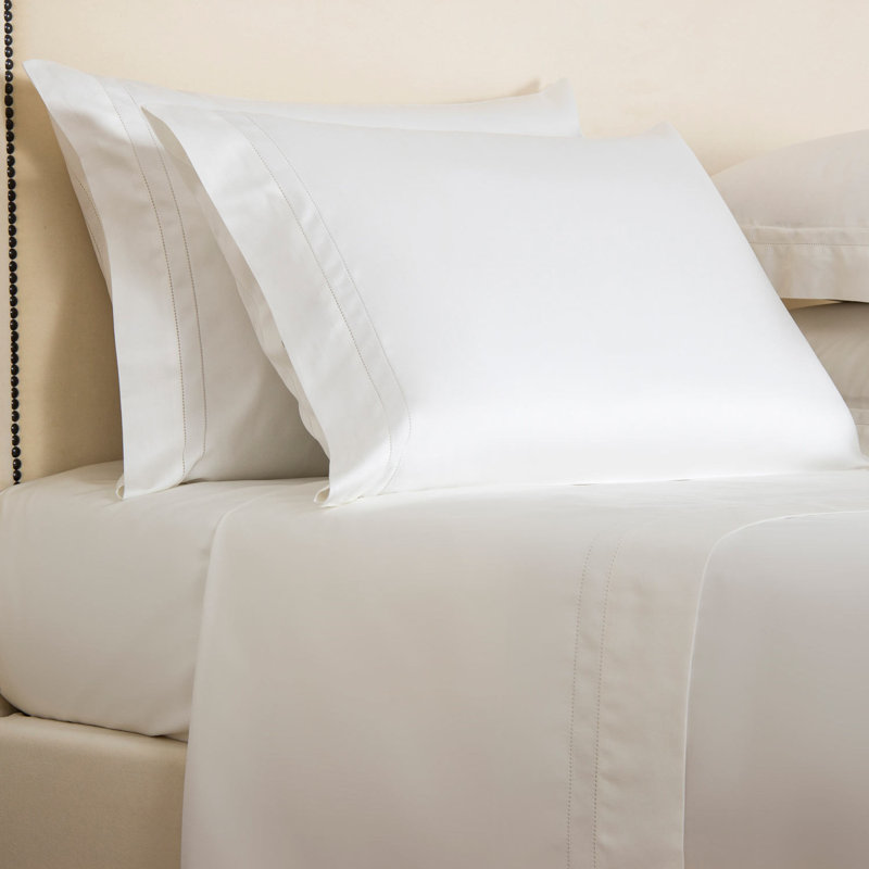 Doppio Ajour Sateen Pillow Case, Milk, King