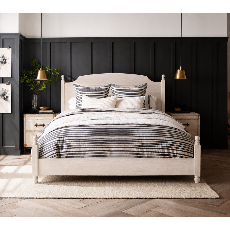 Schilling Rubberwood and Oak Bed, White, King
