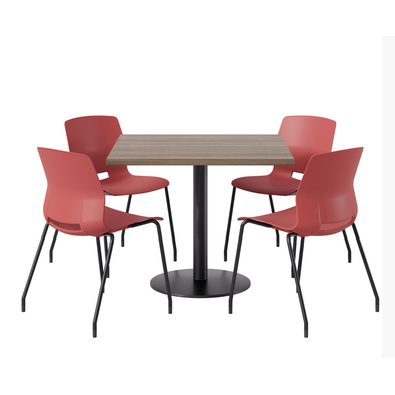 Ensemble repas pour 4 personnes à hauteur de bar, H 41 po x L 36 po x l 36 po, Rouge / noir, Teck studio