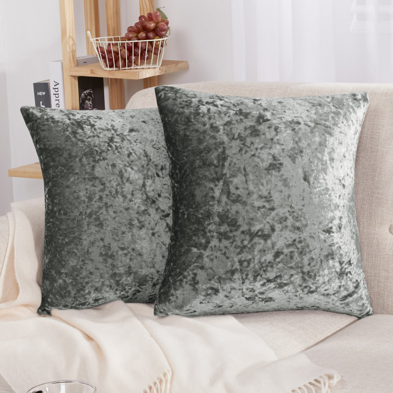 Gray Velvet Reversible 26" x 26" Pillow Covers