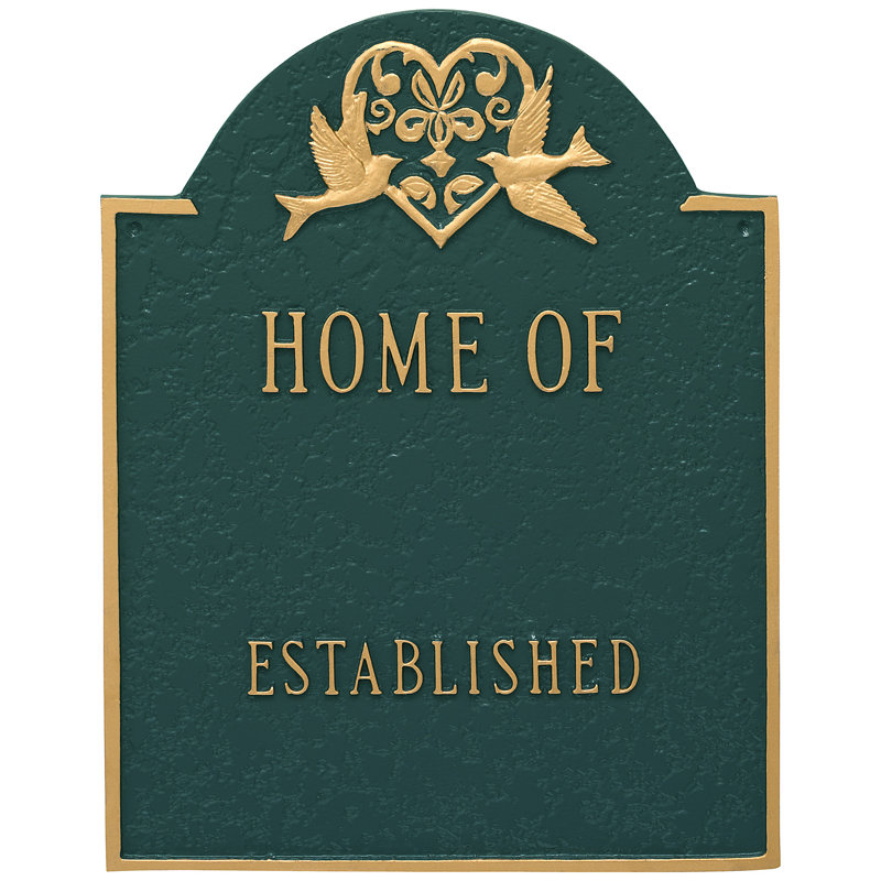 Plaque d'adresse murale sur 4 lignes, Vert forêt / doré, Oui