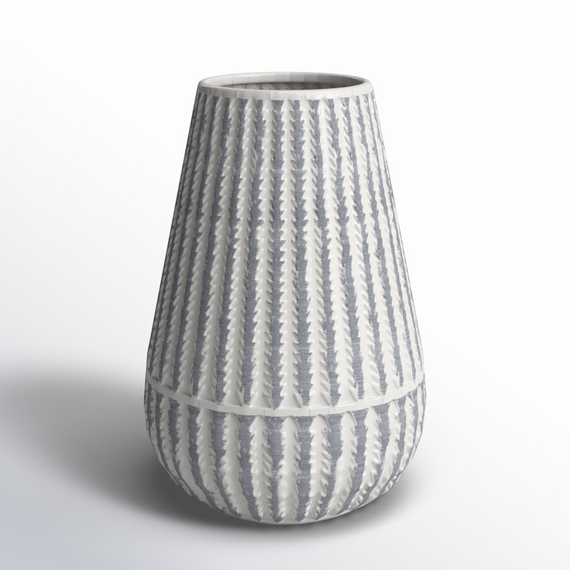 10" White and Gray Ceramic Novelty Table Vase