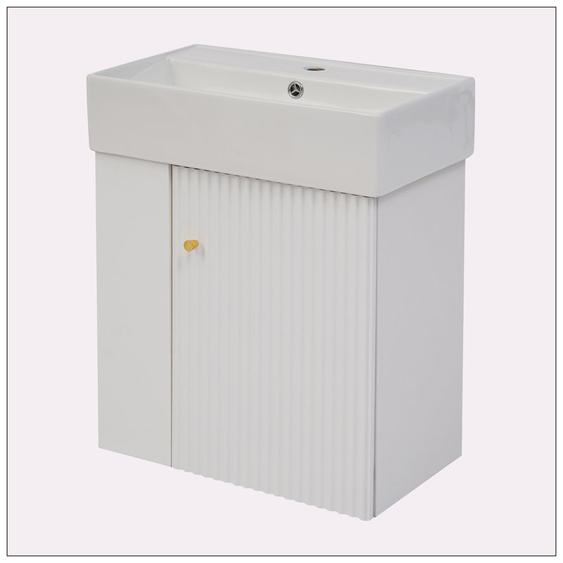 Meuble-lavabo simple 21,60 po avec plateau en céramique Muhanad