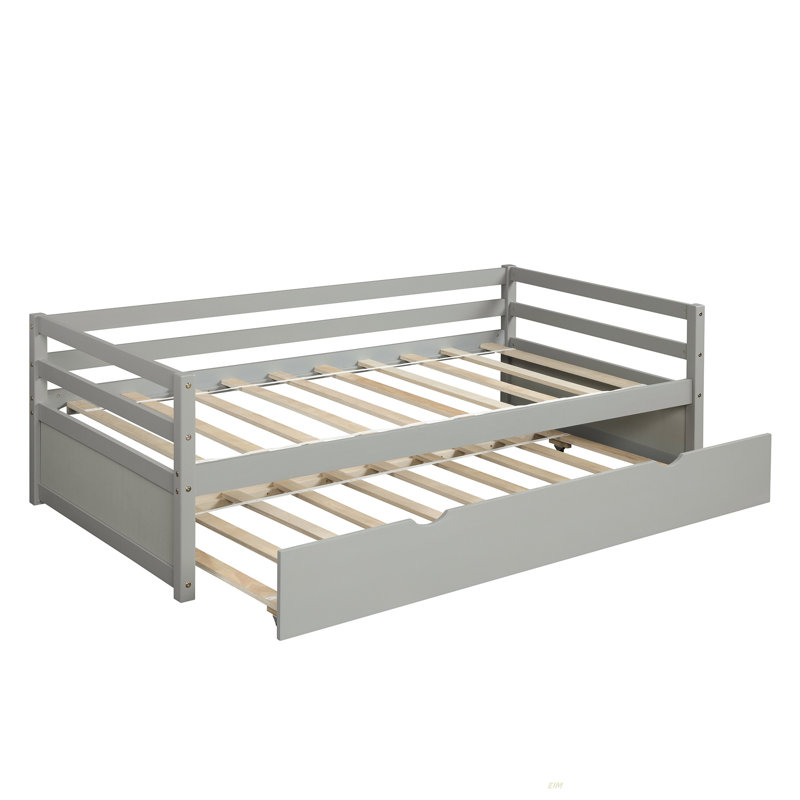 Lit de jour avec cadre gigogne, taille simple (lit de jour), Gris