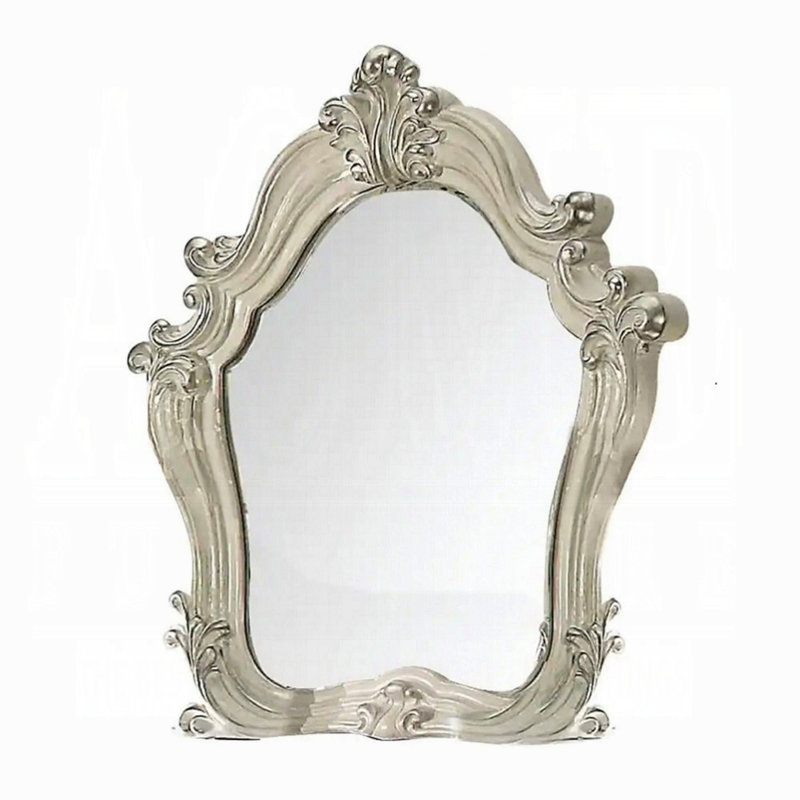 Commode combinée 5 tiroirs avec miroir Emele, Blanc os