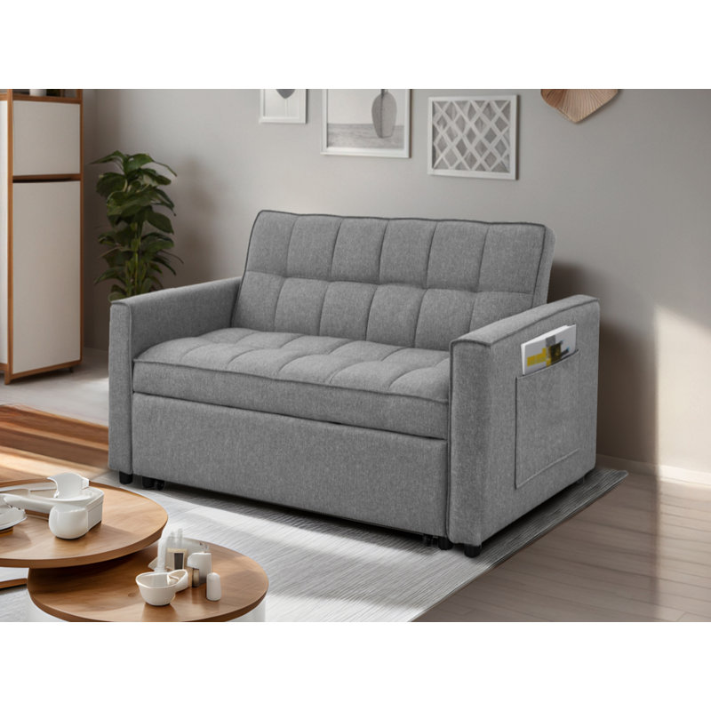 Causeuse à accoudoirs carrés 52,5 po Zebulah, Gris foncé
