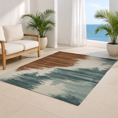 Tapis intérieur et extérieur brun Watercolor