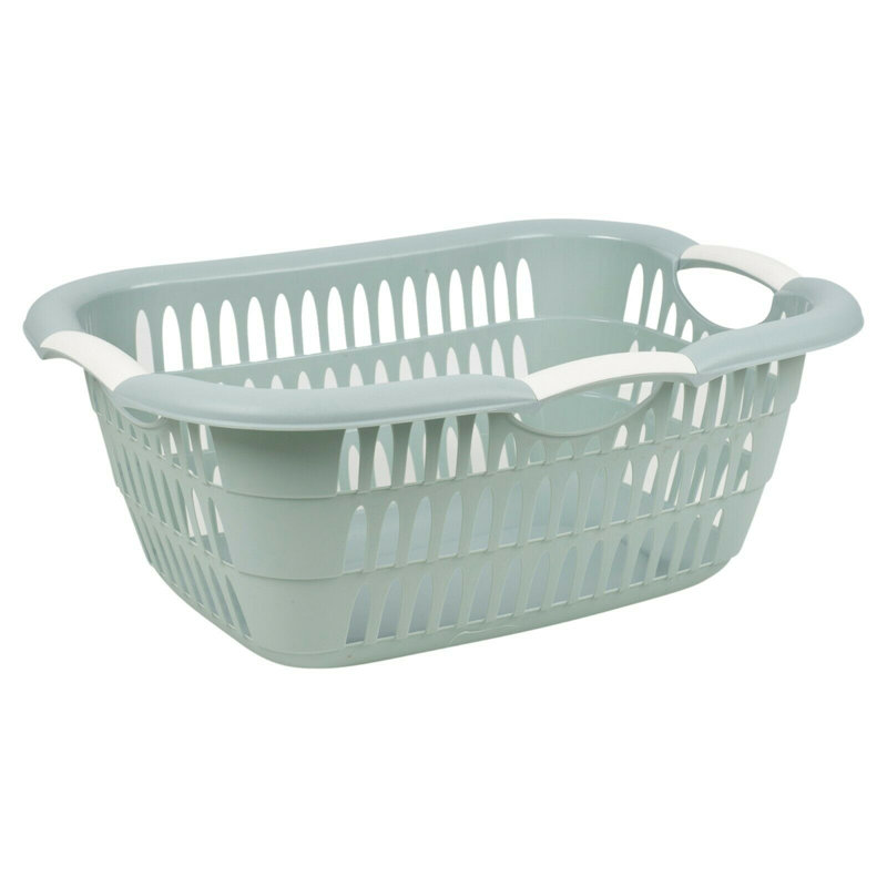 Plastic Laundry Basket with Handles, Teal, Large (22 cm x 60 cm x 40 cm)