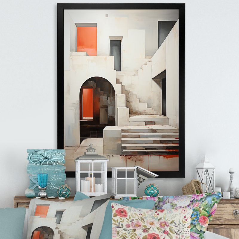 Minimalisme met l'accent sur la simplicité des escaliers III sur toile, H 44 po x l 34 po x P 1,5 po, Cadre photo noir