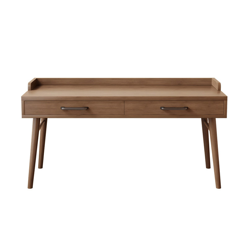 Bureau d'écriture rectangulaire en bois massif 39,37 ", 2 tiroirs, H 31,5 po x l 39,37 po x P 19,69 po