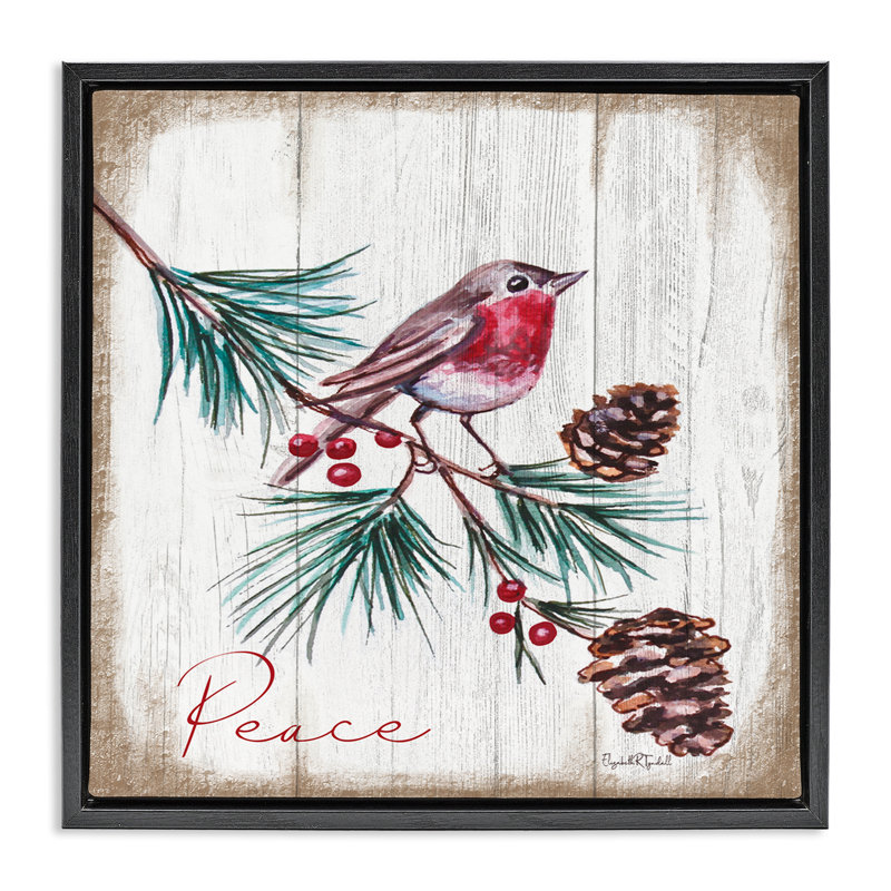 «Rustic Bird» par Elizabeth Tyndall, H 25 po x l 25 po, Cadre flottant noir de jais