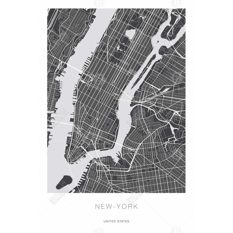 New York Graphic Map | Industrial Shapes Framed Canvas Decor
