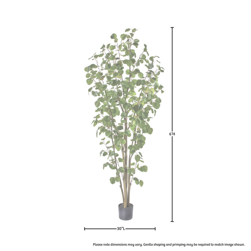 Faux Eucalyptus Tree in Pot, 72" H x 12" W x 12" D