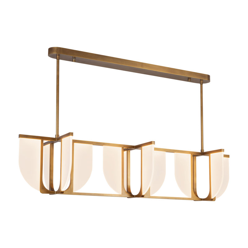 Anders 59-in Black dimmable LED Linear Pendant, Antique Brass