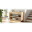Console moderne courbée avec 3 tiroirs à fermeture en douceur et 2 tablettes ouvertes, base en bois massif, table de vestibule pour le vestibule du salon-2105649932
