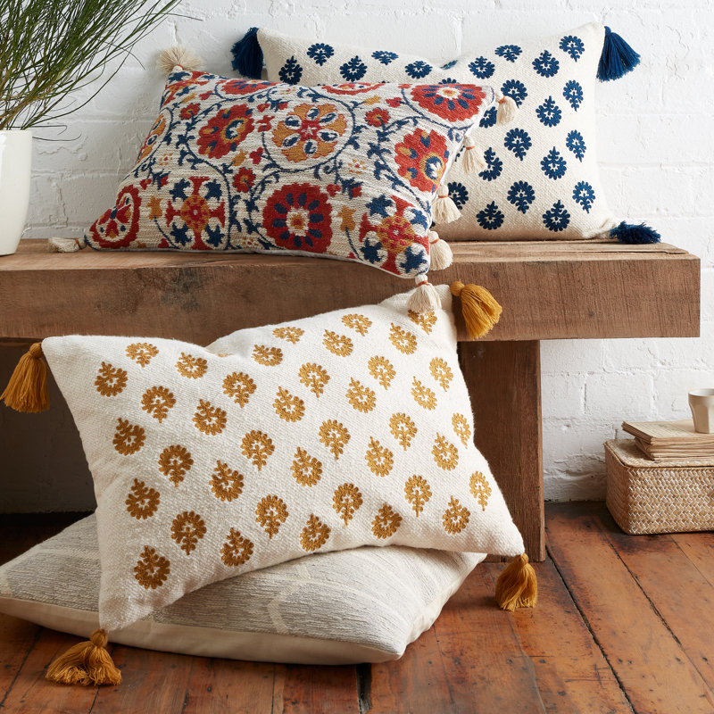 Geometric Rectangular Lumbar Cushion Cover, Polyester