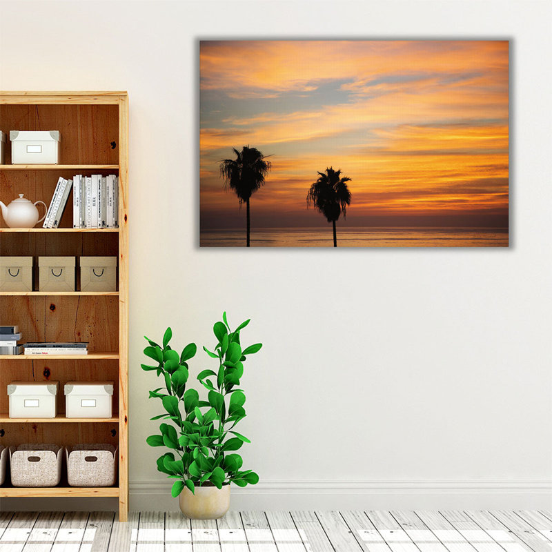 «Sunset Palms III», reproduction d'art sur toile, H 40 po x l 60 po