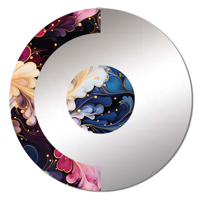 Blue Galactic Dreams Marble Dreams - Half Circle Wall Mirror