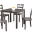 Table carrée 5 avec style transitionnel gris, chaises à dossier en lattes, bois d'hévéa massif, sièges 4, assemblage simple pour une utilisation dans la pièce, installation