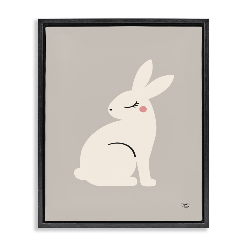  "Minimal Rabbit", art mural encadré par Jessica Beck, Cadre flottant noir de jais, H 21 po x l 17 po